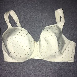 Cacique 36DD gold polka dot, underwire bra